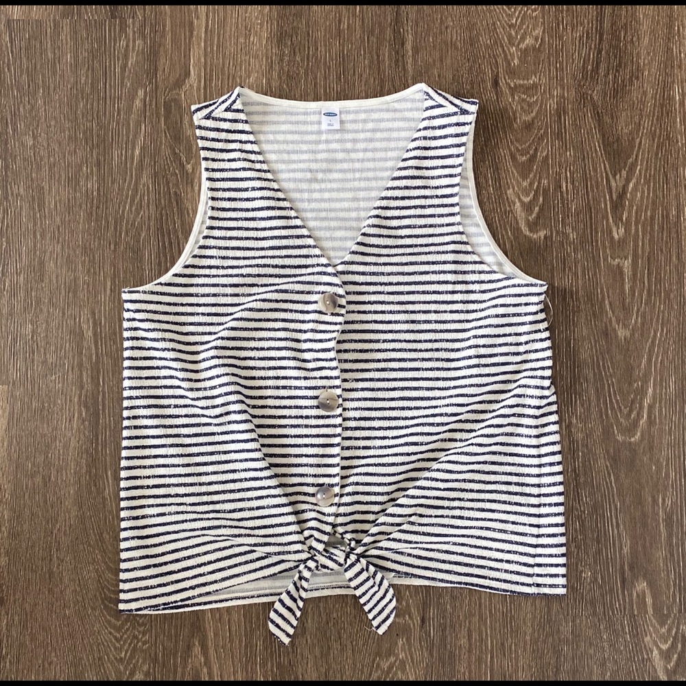 Stripped Button up tank top